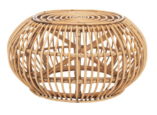 Safavieh Jacynda Round Ottoman - Coastal-Chic Rattan Footrest, Extra Seating & Stylish Low Table In Honey Brown OTT6501A