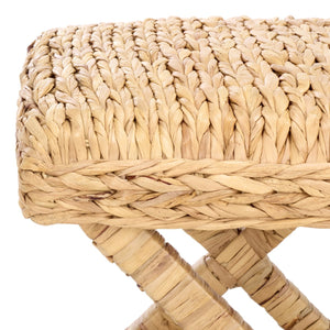 Safavieh Posey Ottoman - Chic Natural Mahogany Footrest With Soft Foam Cushioning For Style And Comfort Natural Water Hyacinth ,Wood ,Foam Ott6502a