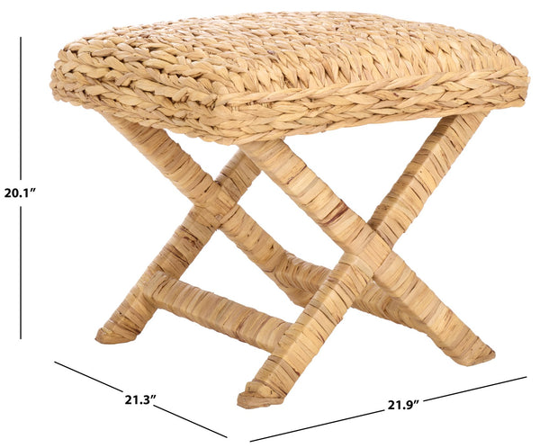 Safavieh Posey Ottoman - Chic Natural Mahogany Footrest With Soft Foam Cushioning For Style And Comfort Natural Water Hyacinth ,Wood ,Foam Ott6502a