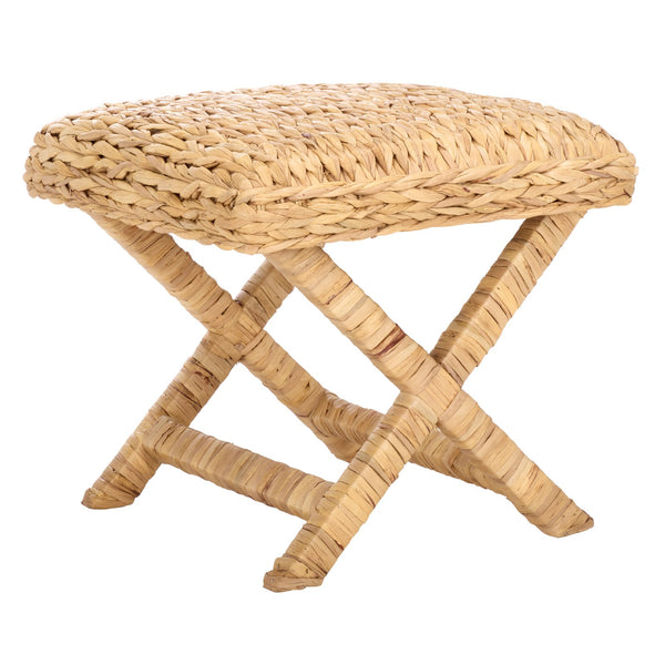 Safavieh Posey Ottoman - Chic Natural Mahogany Footrest With Soft Foam Cushioning For Style And Comfort Natural Water Hyacinth ,Wood ,Foam Ott6502a