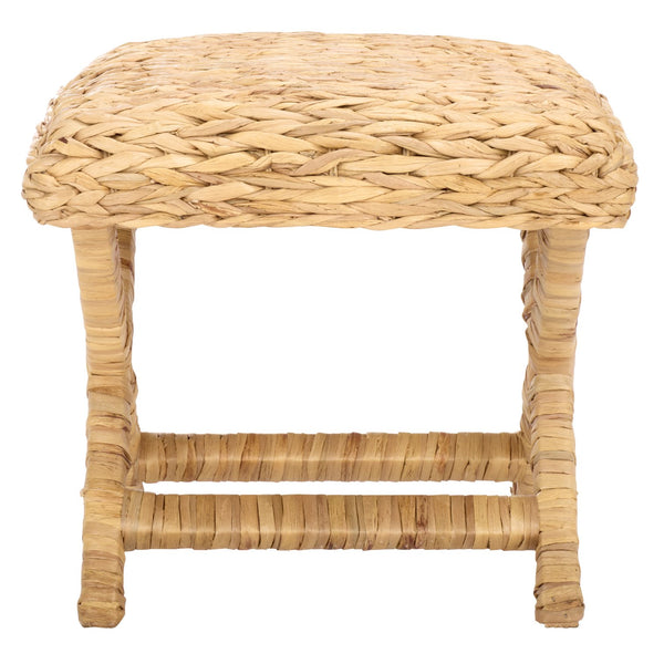 Safavieh Posey Ottoman - Chic Natural Mahogany Footrest With Soft Foam Cushioning For Style And Comfort Natural Water Hyacinth ,Wood ,Foam Ott6502a