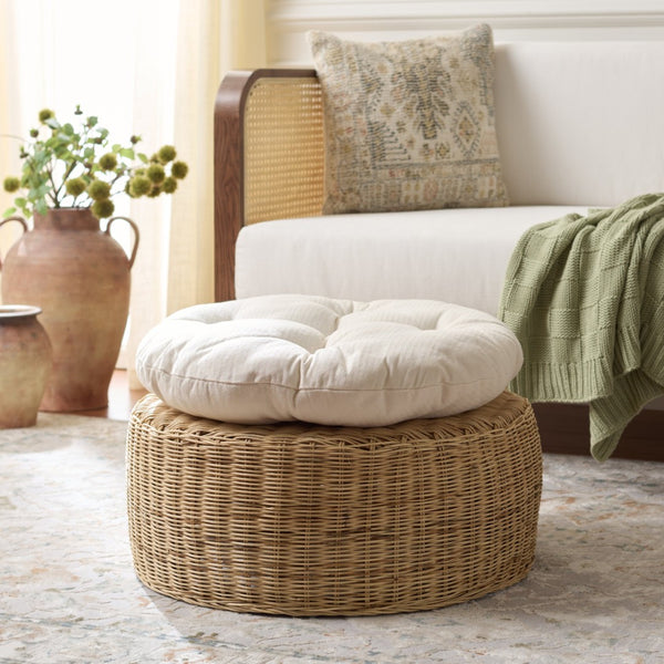 Safavieh Bori Round Ottoman With Cushioned Top – Versatile Accent Piece For Living Rooms, Bedrooms & More OTT6503A