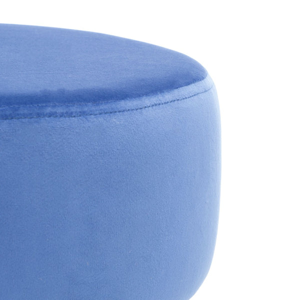 Safavieh Abrea Round Ottoman - Plush Velvet Accent With Open Hairpin Legs For Stylish Seating & Footrest Steel Blue / Gold OTT7500B