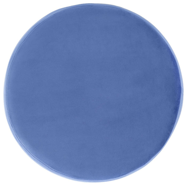 Safavieh Abrea Round Ottoman - Plush Velvet Accent With Open Hairpin Legs For Stylish Seating & Footrest Steel Blue / Gold OTT7500B