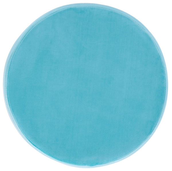 Safavieh Abrea Round Ottoman - Plush Velvet Accent With Open Hairpin Legs For Stylish Seating & Footrest Aqua / Gold OTT7500D