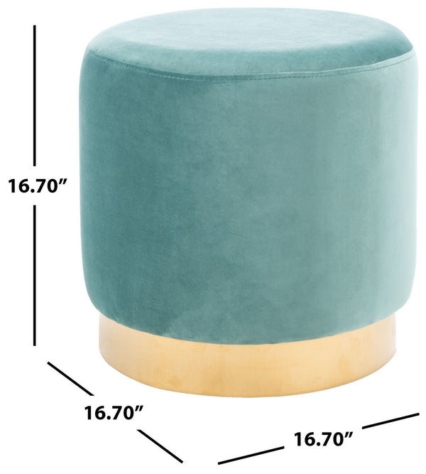 Safavieh Azai Round Ottoman Seafoam / Gold OTT7501B