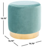 Safavieh Azai Round Ottoman Seafoam / Gold OTT7501B