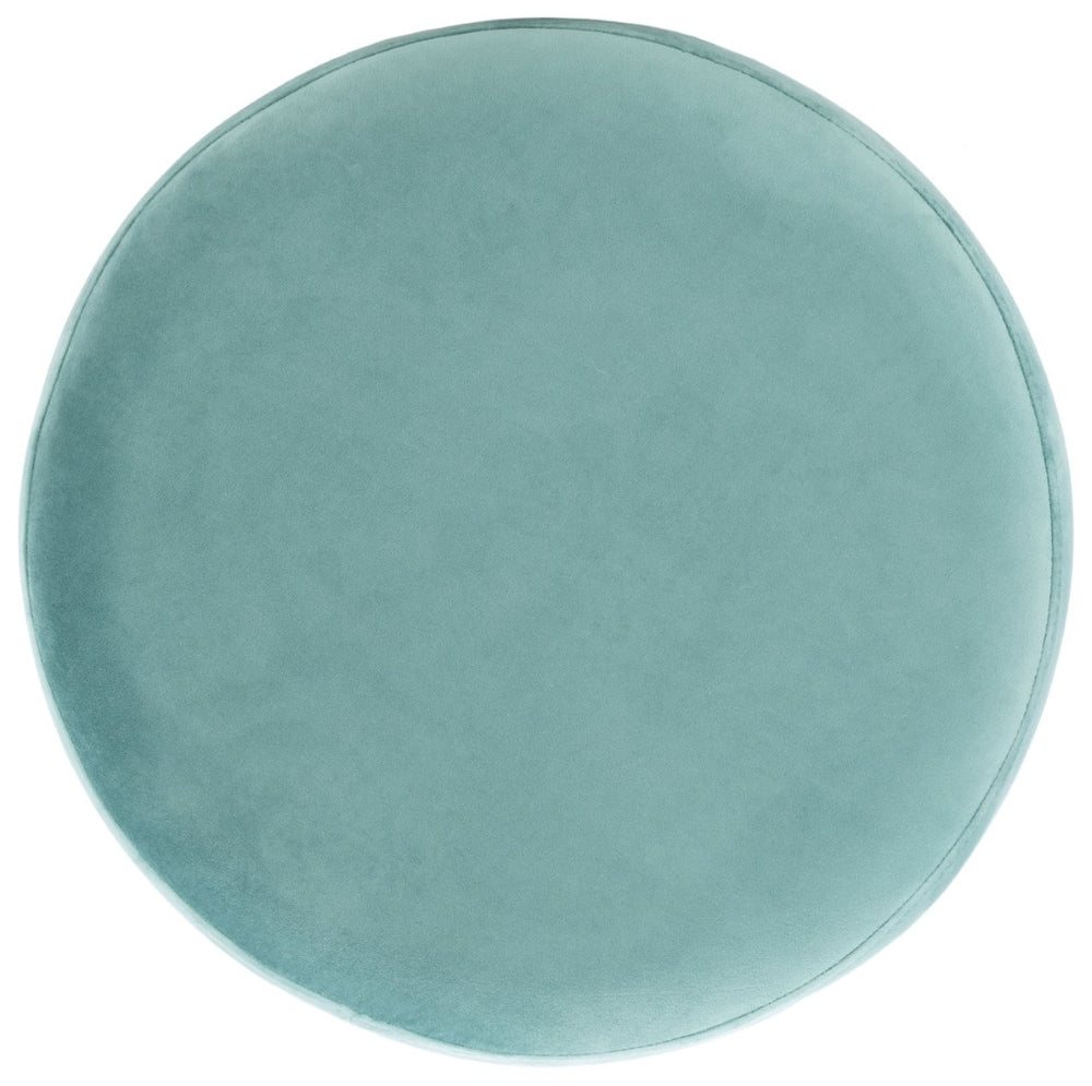 Safavieh Azai Round Ottoman - Chic Velvet Accent For Modern Glam Living Spaces, Versatile Footrest & Seating Seafoam / Gold OTT7501B