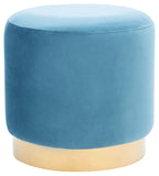 Safavieh Azai Round Ottoman Sky Blue / Gold OTT7501C