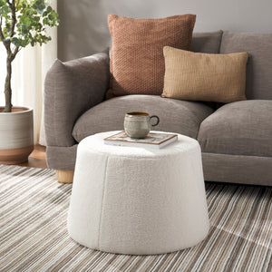 Safavieh Liesel Wide Flared Ottoman In Luxurious Ivory - Chic Square Design For Stylish Home Décor And Comfort Ivory Plywood,Fabric,Foam Ott7505a