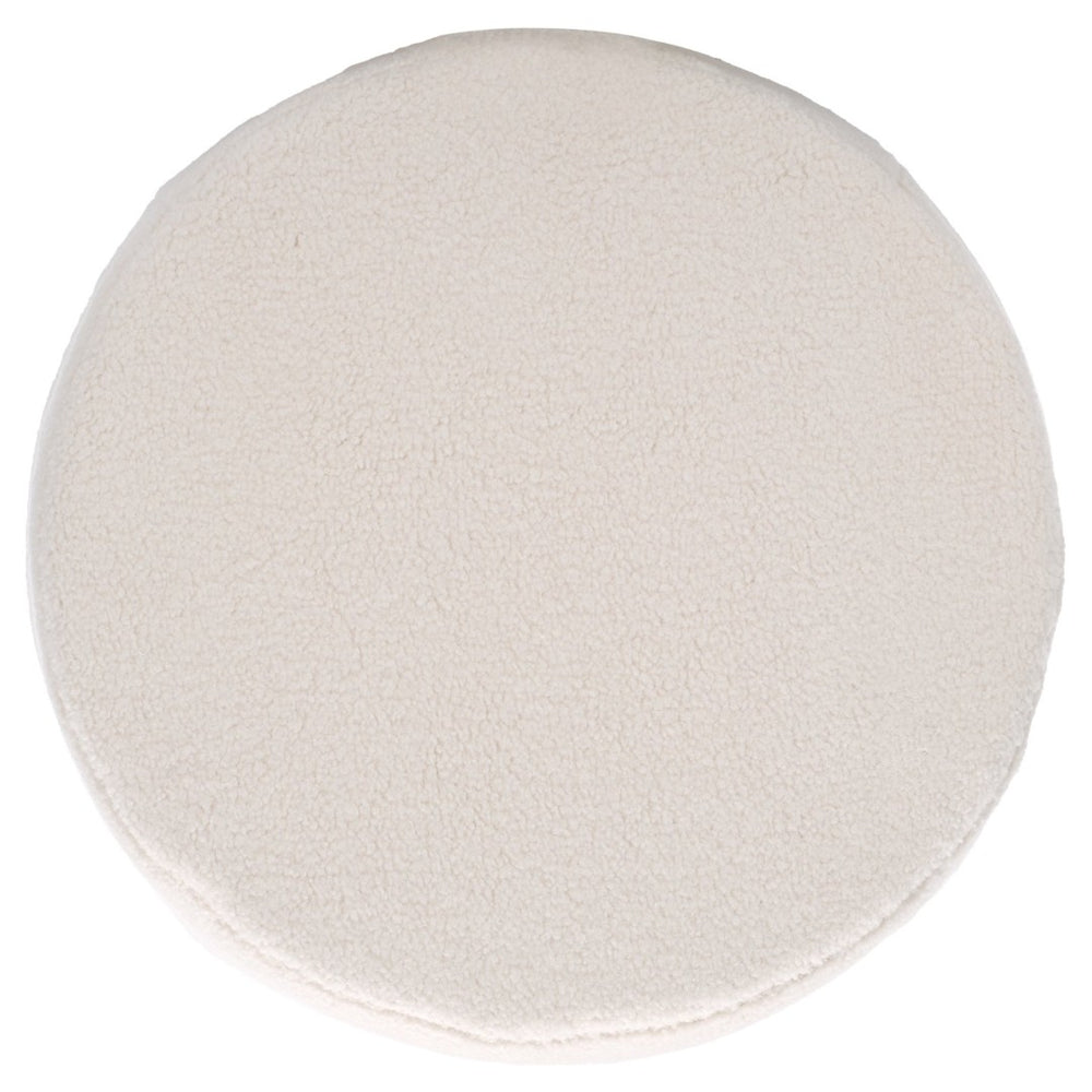 Safavieh Liesel Wide Flared Ottoman - Cozy Ivory Sherpa Accent For Footstool, Extra Seating & Modern Decor OTT7505A