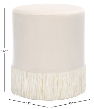 Safavieh Reika Ottoman With Elegant Tassel Design - Stylish Plywood And Fabric Accent For Any Space Ivory Plywood,Fabric,Foam Ott7506a