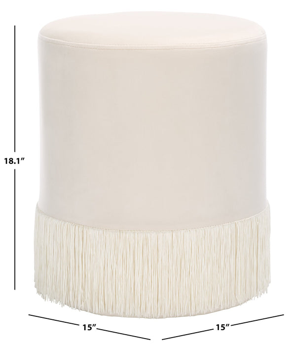 Safavieh Reika Ottoman With Elegant Tassel Design - Stylish Plywood And Fabric Accent For Any Space Ivory Plywood,Fabric,Foam Ott7506a