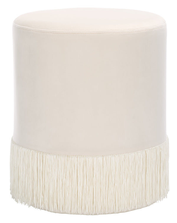 Safavieh Reika Ottoman With Elegant Tassel Design - Stylish Plywood And Fabric Accent For Any Space Ivory Plywood,Fabric,Foam Ott7506a