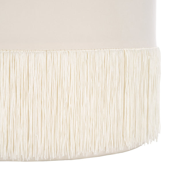 Safavieh Reika Ottoman With Elegant Tassel Design - Stylish Plywood And Fabric Accent For Any Space Ivory Plywood,Fabric,Foam Ott7506a