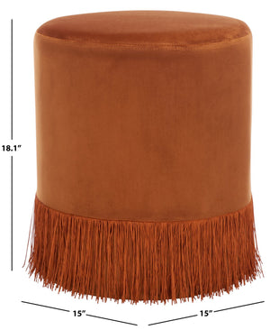 Safavieh Reika Ottoman With Elegant Tassel Design - Stylish Plywood And Fabric Accent For Any Space Rust Plywood,Fabric,Foam Ott7506b