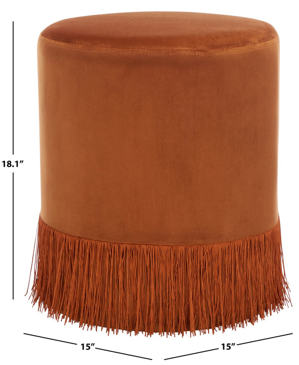 Safavieh Reika Ottoman With Elegant Tassel Design - Stylish Plywood And Fabric Accent For Any Space Rust Plywood,Fabric,Foam Ott7506b