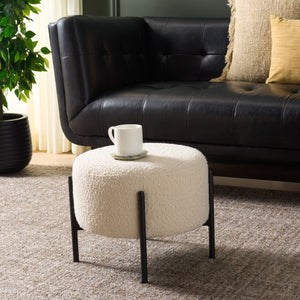 Safavieh Crius Ottoman And Bench Set - Elegant Upholstered Furniture For Stylish Living Room Comfort Creme ,Black Metal,Plywood,Fabric,Foam Ott7507a