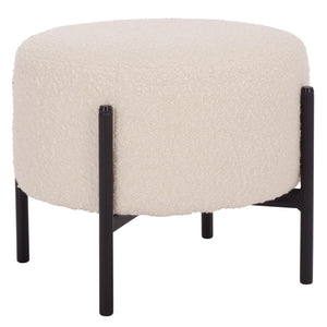 Safavieh Crius Ottoman And Bench Set - Elegant Upholstered Furniture For Stylish Living Room Comfort Creme ,Black Metal,Plywood,Fabric,Foam Ott7507a