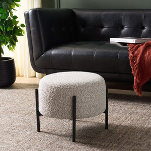 Safavieh Crius Ottoman And Bench Set - Elegant Upholstered Furniture For Stylish Living Room Comfort Light Grey ,Black Metal,Plywood,Fabric,Foam Ott7507b