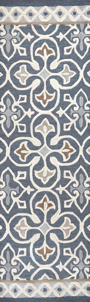 Rizzy Opulent OU574A Hand Tufted Transitional Wool Rug Gray/Natural 2'6" x 8'