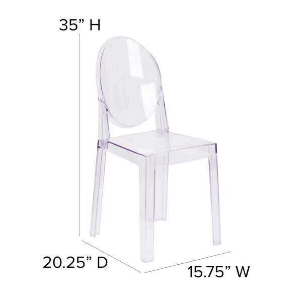 English Elm Revna Ghost Chair - Elegant Oval Back Design in Transparent Crystal for Versatile Dining & Events OW-GHOSTBACK-18-GG