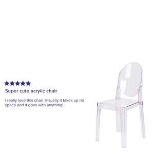 English Elm Revna Ghost Chair - Elegant Oval Back Design in Transparent Crystal for Versatile Dining & Events OW-GHOSTBACK-18-GG
