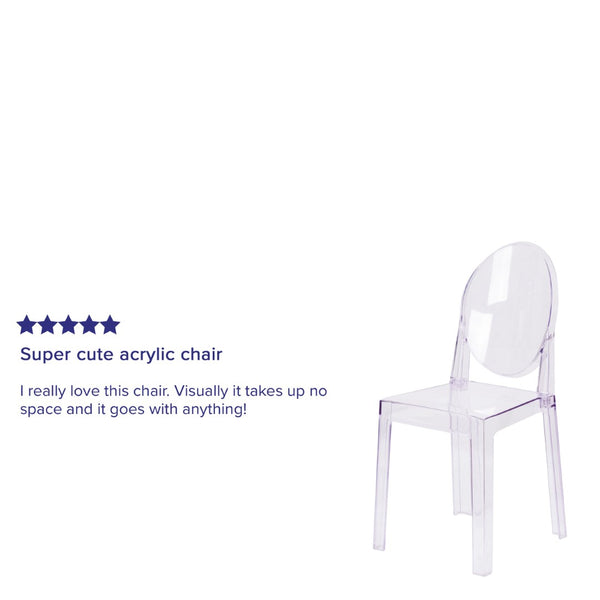 English Elm Revna Ghost Chair - Elegant Oval Back Design in Transparent Crystal for Versatile Dining & Events OW-GHOSTBACK-18-GG