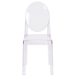 English Elm Revna Ghost Chair - Elegant Oval Back Design in Transparent Crystal for Versatile Dining & Events OW-GHOSTBACK-18-GG