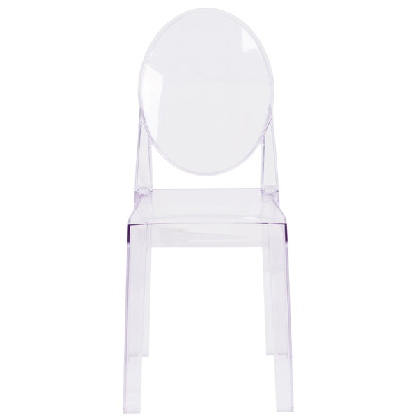 English Elm Revna Ghost Chair - Elegant Oval Back Design in Transparent Crystal for Versatile Dining & Events OW-GHOSTBACK-18-GG