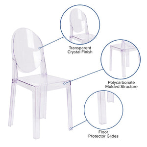 English Elm Revna Ghost Chair - Elegant Oval Back Design in Transparent Crystal for Versatile Dining & Events OW-GHOSTBACK-18-GG