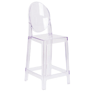 English Elm Revna Transparent Crystal Ghost Counter Stool – Modern Elegance for Dining, Bars & Events OW-GHOSTBACK-24-GG