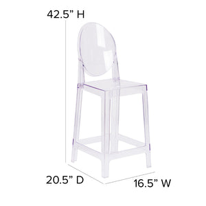 English Elm Revna Transparent Crystal Ghost Counter Stool – Modern Elegance for Dining, Bars & Events OW-GHOSTBACK-24-GG