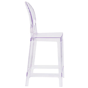 English Elm Revna Transparent Crystal Ghost Counter Stool – Modern Elegance for Dining, Bars & Events OW-GHOSTBACK-24-GG