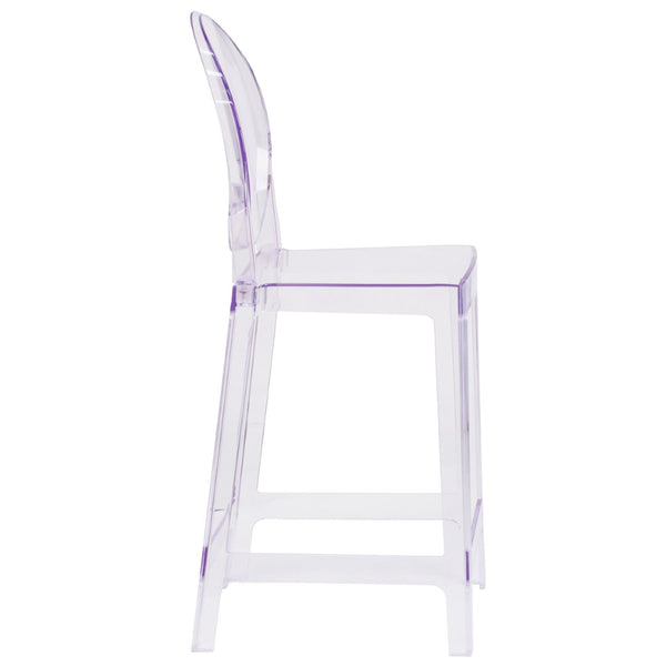 English Elm Revna Transparent Crystal Ghost Counter Stool – Modern Elegance for Dining, Bars & Events OW-GHOSTBACK-24-GG