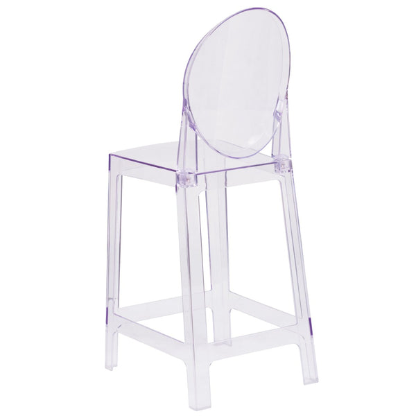 English Elm Revna Transparent Crystal Ghost Counter Stool – Modern Elegance for Dining, Bars & Events OW-GHOSTBACK-24-GG
