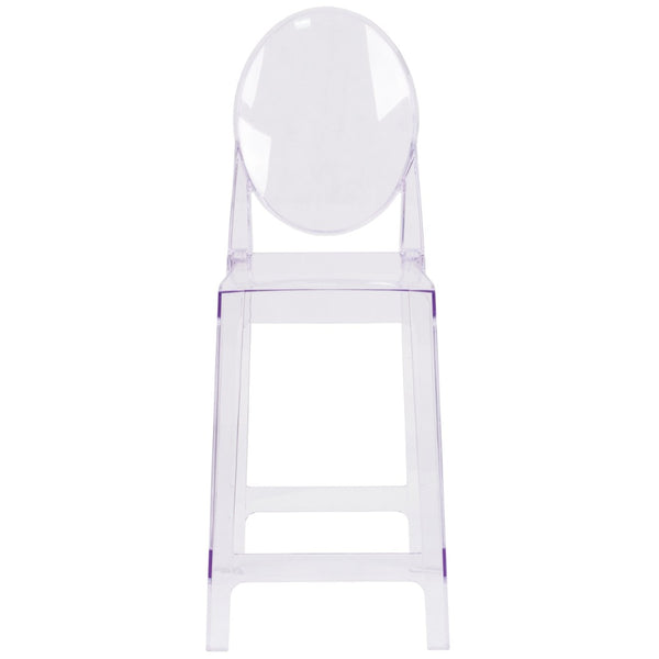 English Elm Revna Transparent Crystal Ghost Counter Stool – Modern Elegance for Dining, Bars & Events OW-GHOSTBACK-24-GG
