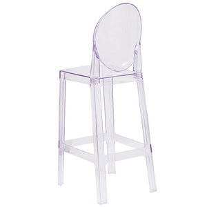 English Elm Revna Transparent Crystal Barstool – Ergonomic Oval Back Design for Modern Indoor & Outdoor Use OW-GHOSTBACK-29-GG