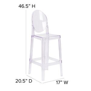 English Elm Revna Transparent Crystal Barstool – Ergonomic Oval Back Design for Modern Indoor & Outdoor Use OW-GHOSTBACK-29-GG