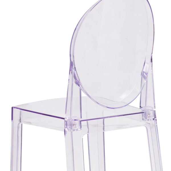 English Elm Revna Transparent Crystal Barstool – Ergonomic Oval Back Design for Modern Indoor & Outdoor Use OW-GHOSTBACK-29-GG