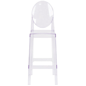 English Elm Revna Transparent Crystal Barstool – Ergonomic Oval Back Design for Modern Indoor & Outdoor Use OW-GHOSTBACK-29-GG