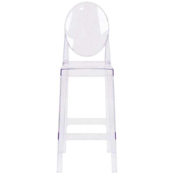 English Elm Revna Transparent Crystal Barstool – Ergonomic Oval Back Design for Modern Indoor & Outdoor Use OW-GHOSTBACK-29-GG