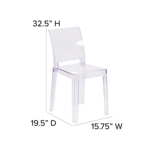 English Elm Emilie Transparent Crystal Ghost Chair - Elegant Square Back Design for Home & Commercial Spaces OW-SQUAREBACK-18-GG
