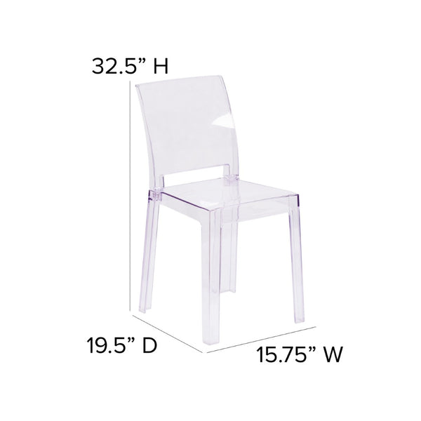 English Elm Emilie Transparent Crystal Ghost Chair - Elegant Square Back Design for Home & Commercial Spaces OW-SQUAREBACK-18-GG