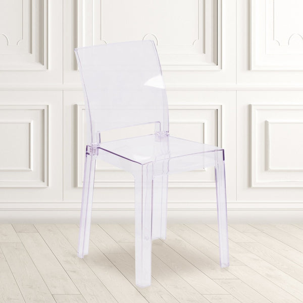 English Elm Emilie Transparent Crystal Ghost Chair - Elegant Square Back Design for Home & Commercial Spaces OW-SQUAREBACK-18-GG