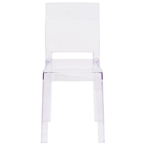 English Elm Emilie Transparent Crystal Ghost Chair - Elegant Square Back Design for Home & Commercial Spaces OW-SQUAREBACK-18-GG