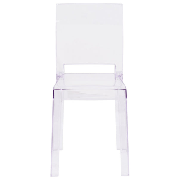 English Elm Emilie Transparent Crystal Ghost Chair - Elegant Square Back Design for Home & Commercial Spaces OW-SQUAREBACK-18-GG
