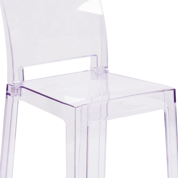 English Elm Emilie Transparent Crystal Ghost Chair - Elegant Square Back Design for Home & Commercial Spaces OW-SQUAREBACK-18-GG