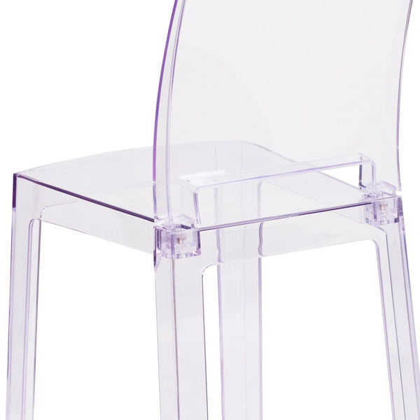 English Elm Emilie Transparent Crystal Ghost Chair - Elegant Square Back Design for Home & Commercial Spaces OW-SQUAREBACK-18-GG