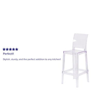 English Elm Emilie Ghost Barstool - Sleek Transparent Crystal Design for Modern Spaces & Comfortable Seating OW-SQUAREBACK-29-GG